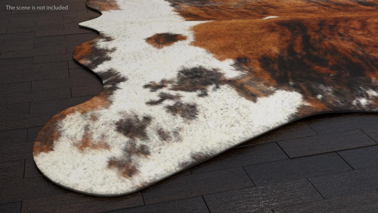 3D Cowhide Rug Light Brown and White model