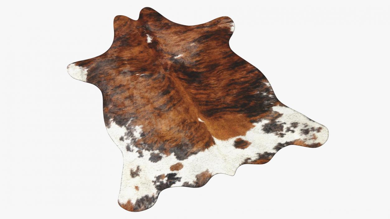 3D Cowhide Rug Light Brown and White model