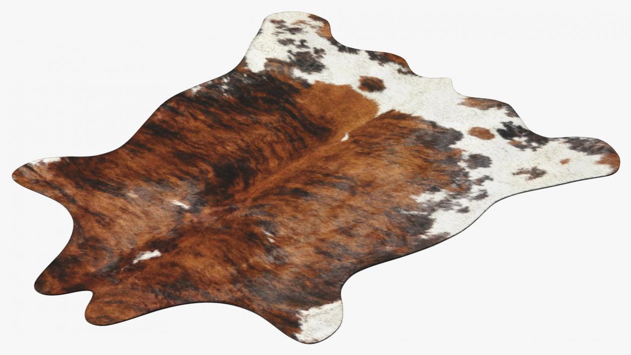 3D Cowhide Rug Light Brown and White model