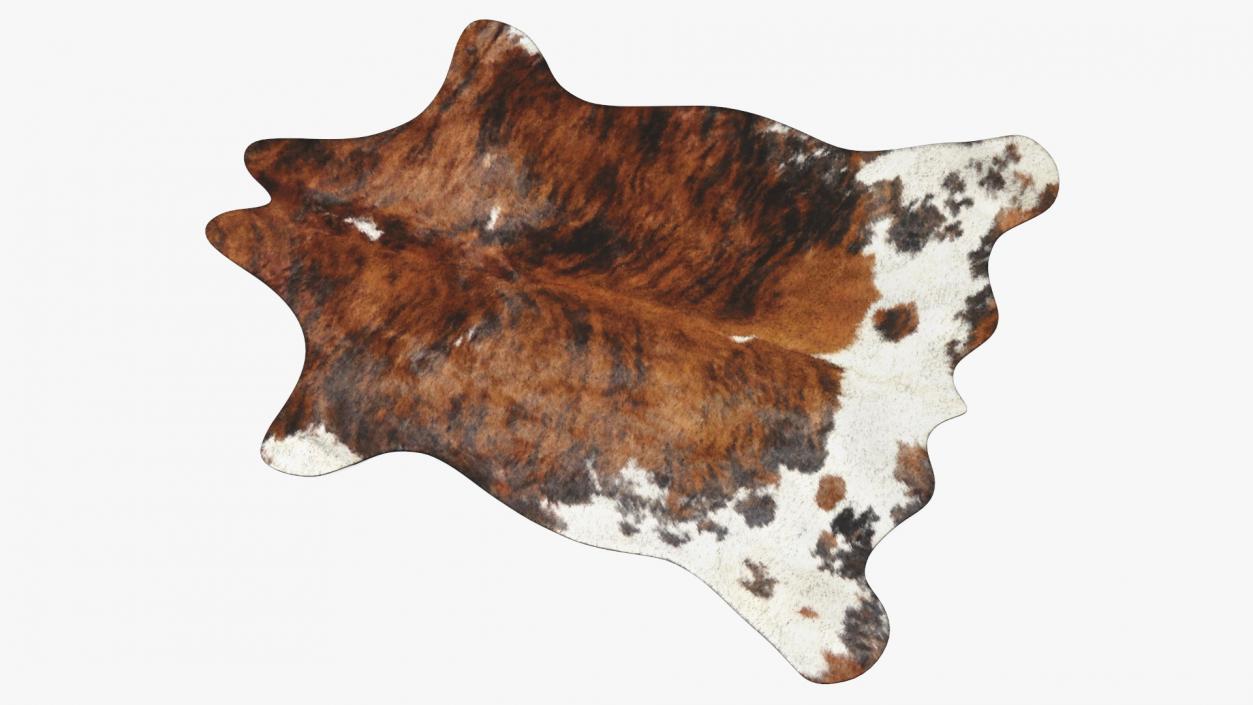 3D Cowhide Rug Light Brown and White model