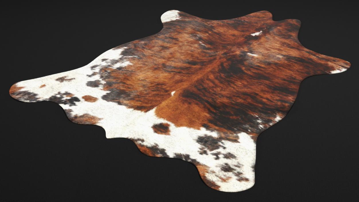 3D Cowhide Rug Light Brown and White model