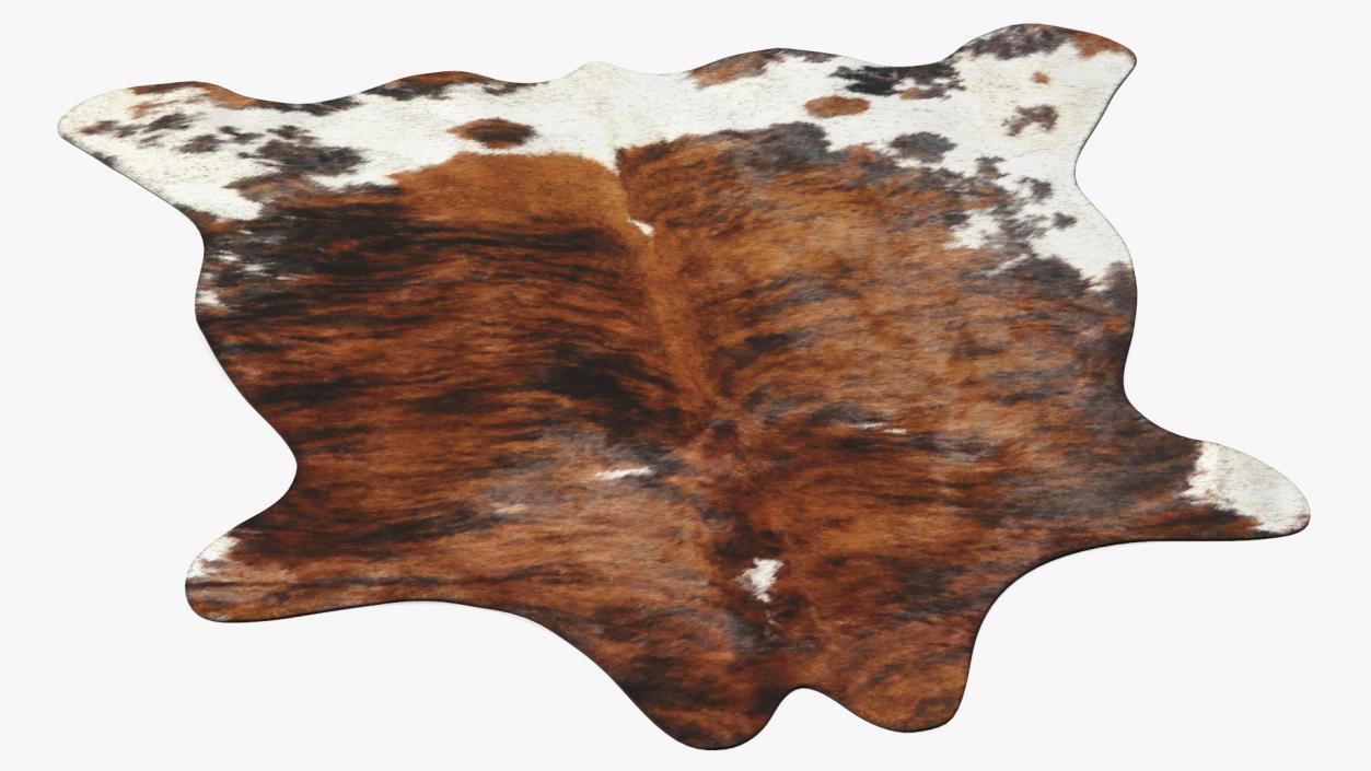 3D Cowhide Rug Light Brown and White model