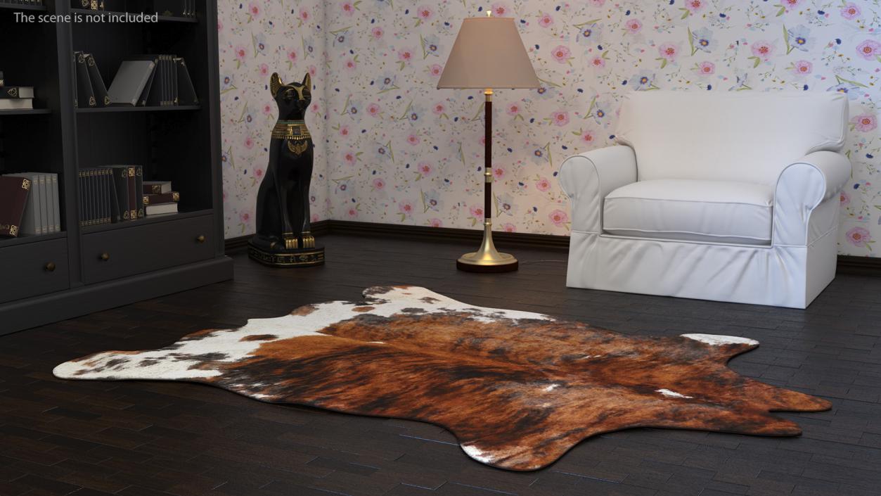 3D Cowhide Rug Light Brown and White model