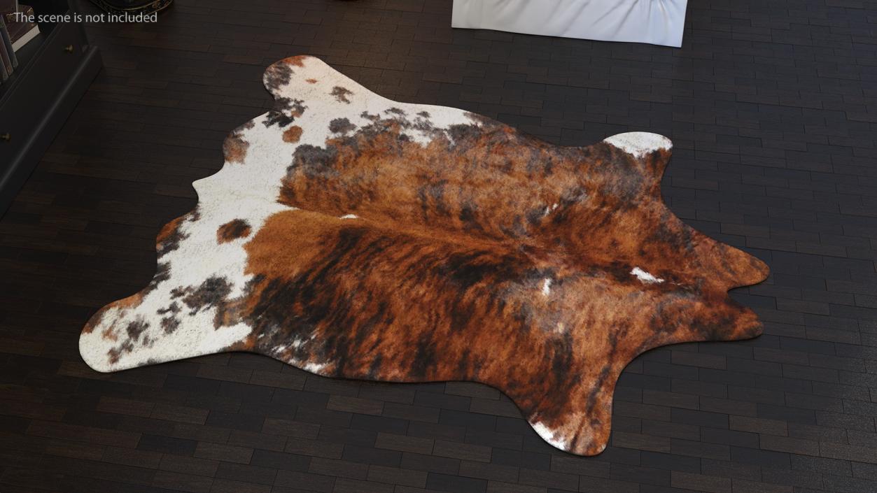 3D Cowhide Rug Light Brown and White model