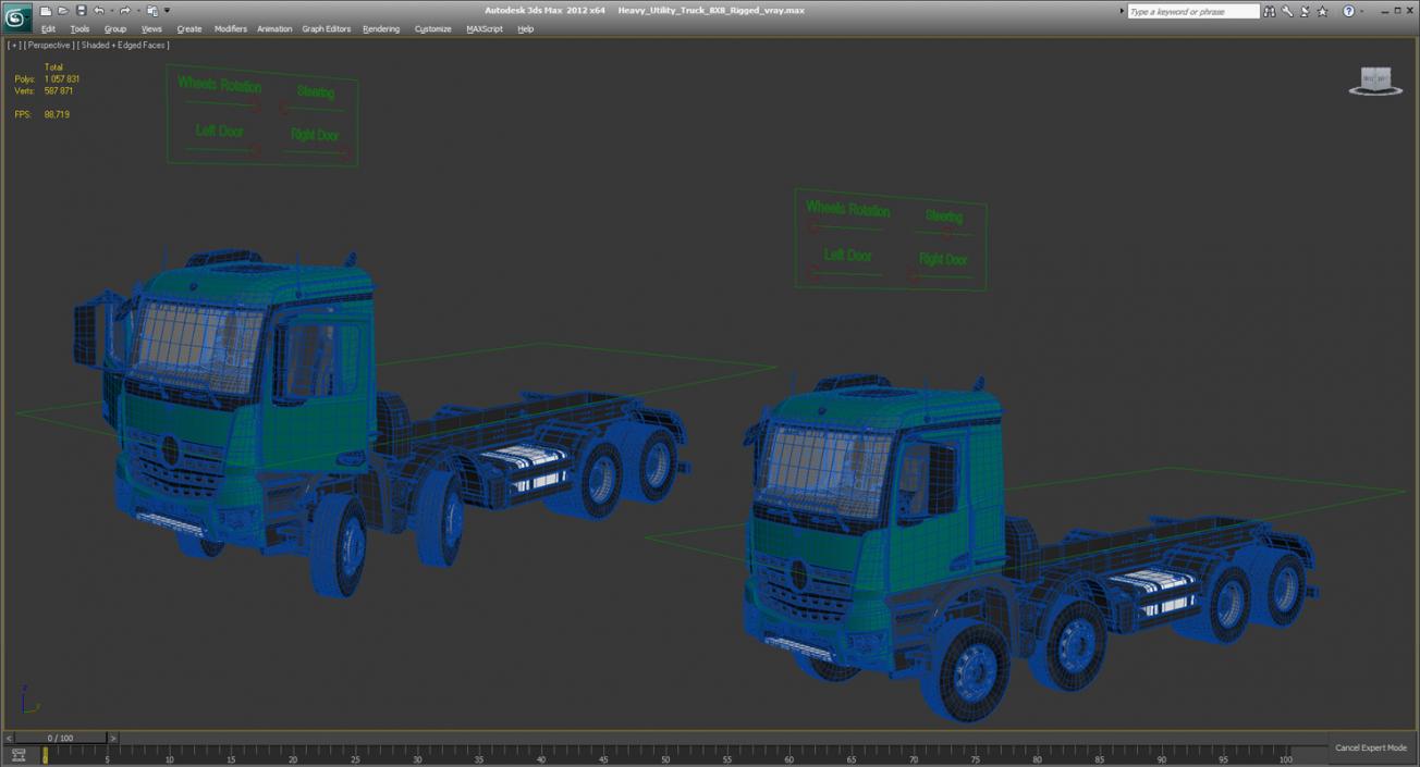 3D model Heavy Utility Truck 8X8 Rigged