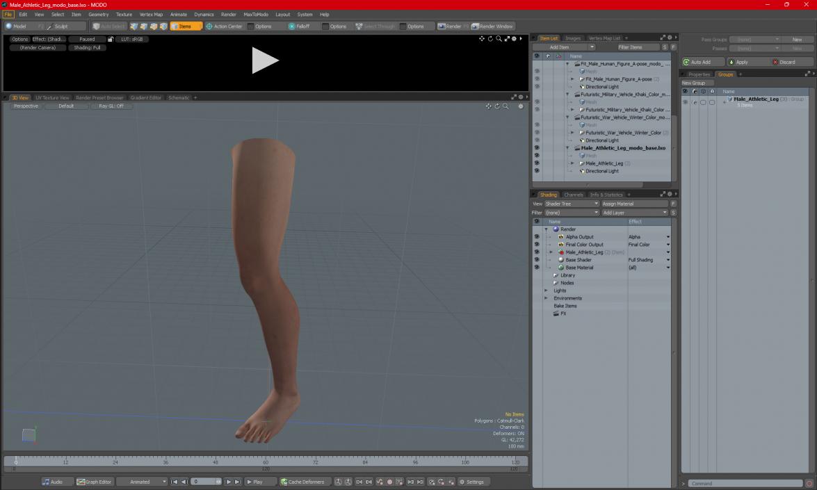 Male Athletic Leg 3D