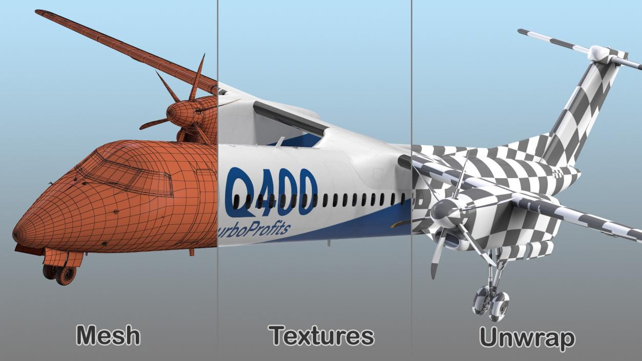 Bombardier Q400 NextGen Passenger Airplane 3D