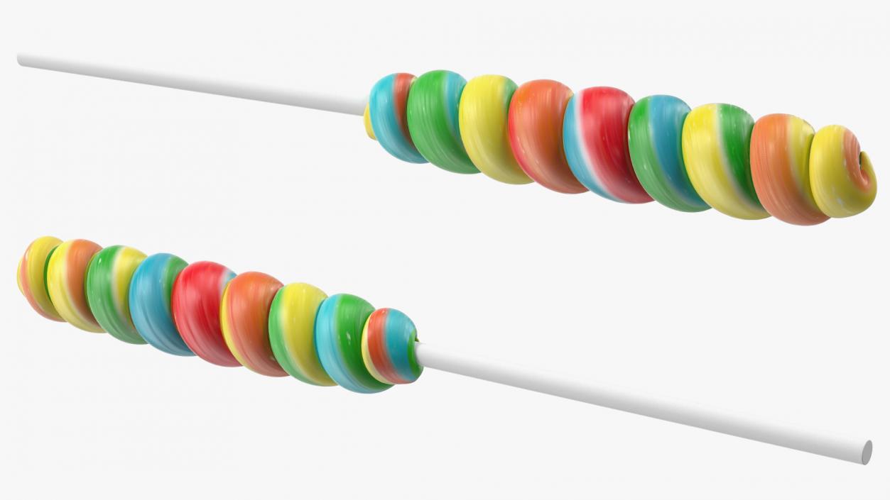 Multi Colored Lollipop Twist Candy 3D model