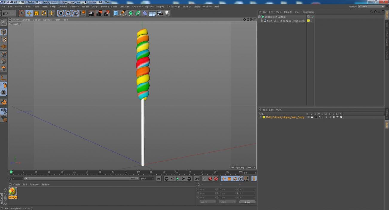 Multi Colored Lollipop Twist Candy 3D model