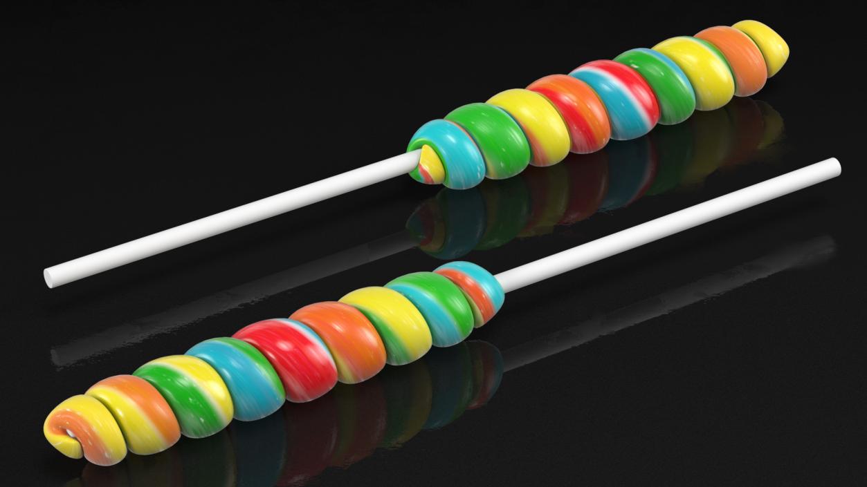 Multi Colored Lollipop Twist Candy 3D model