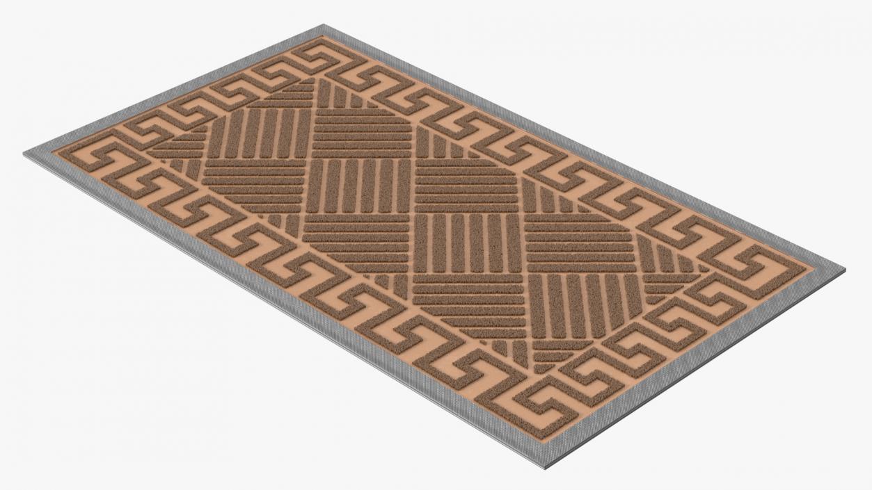 Meander Brown Rectangular Door Mats Fur 3D model