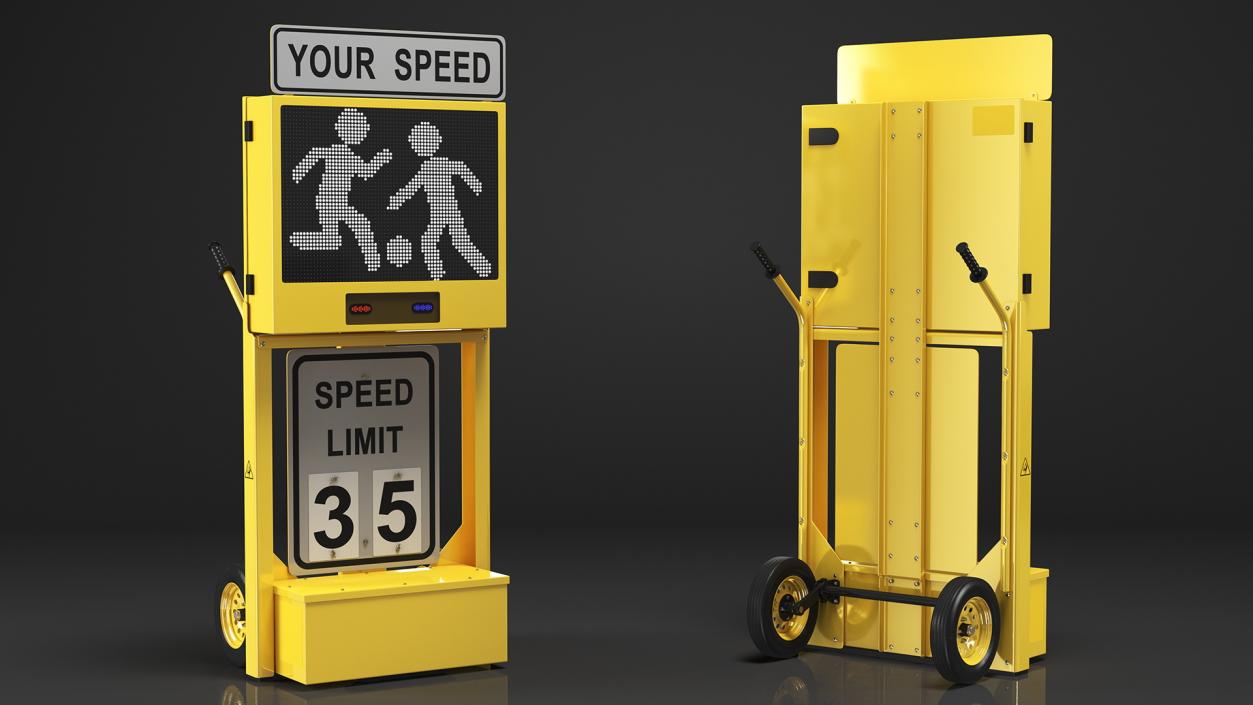 Radar Speed Sign Dolly with Matrix Messaging Display 3D