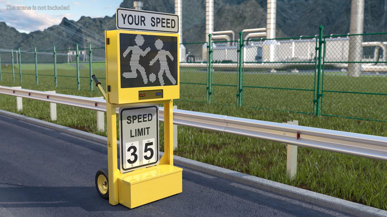 Radar Speed Sign Dolly with Matrix Messaging Display 3D