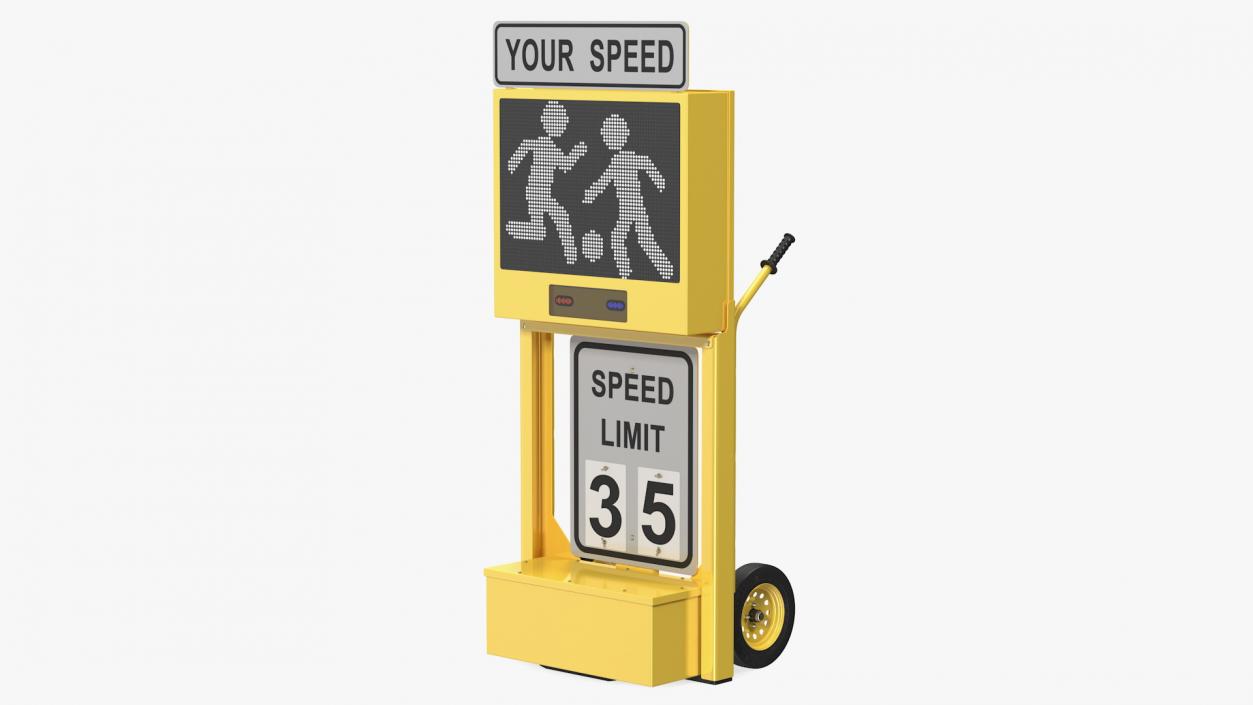 Radar Speed Sign Dolly with Matrix Messaging Display 3D