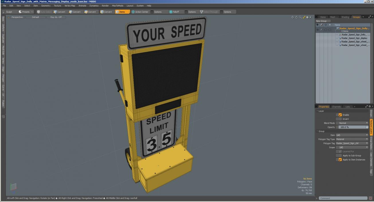 Radar Speed Sign Dolly with Matrix Messaging Display 3D