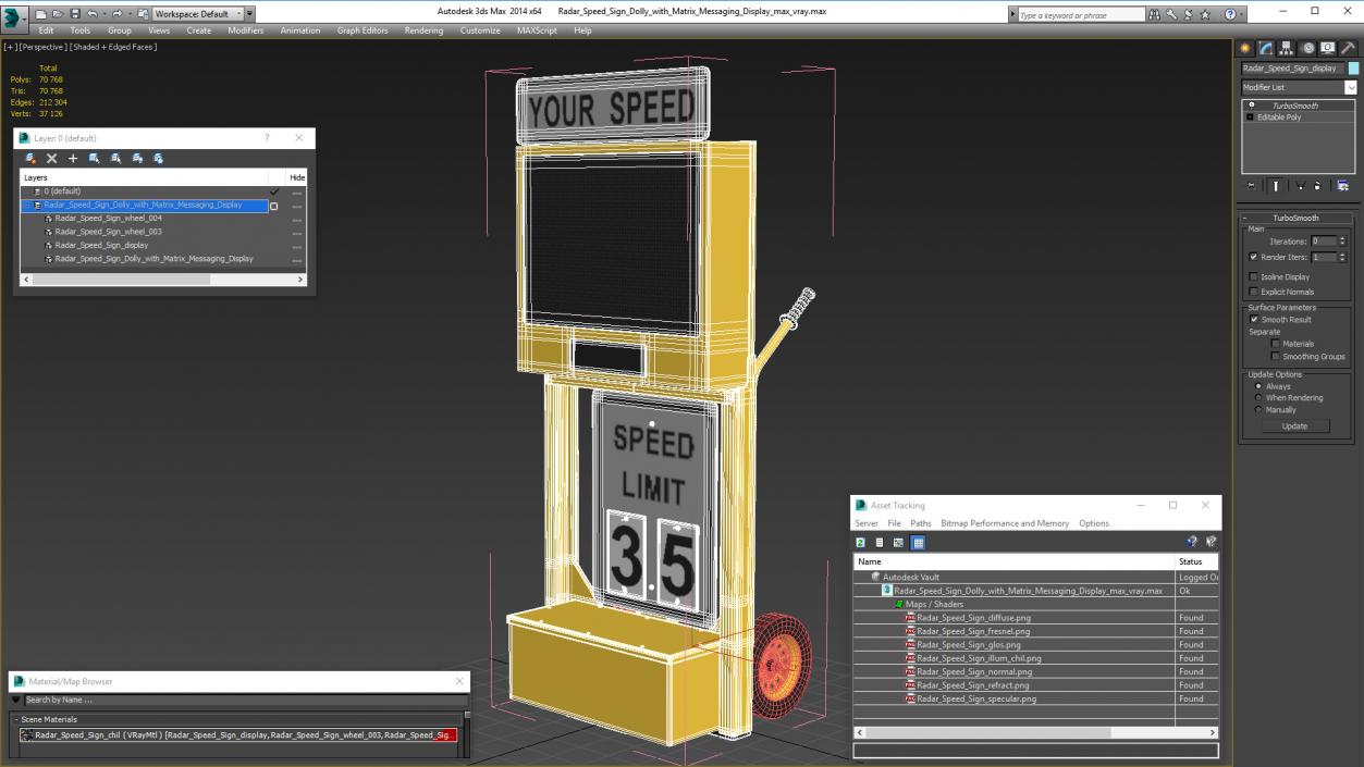 Radar Speed Sign Dolly with Matrix Messaging Display 3D