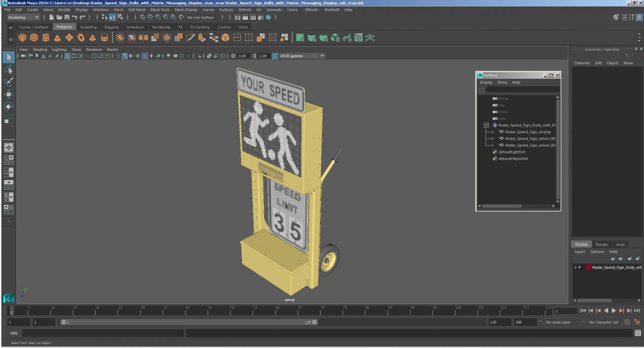 Radar Speed Sign Dolly with Matrix Messaging Display 3D