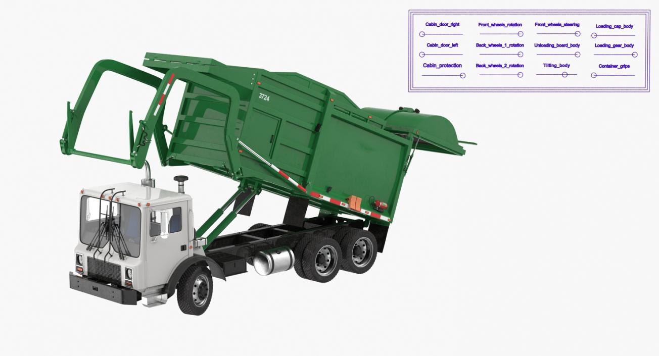 3D Trash Truck Generic Rigged