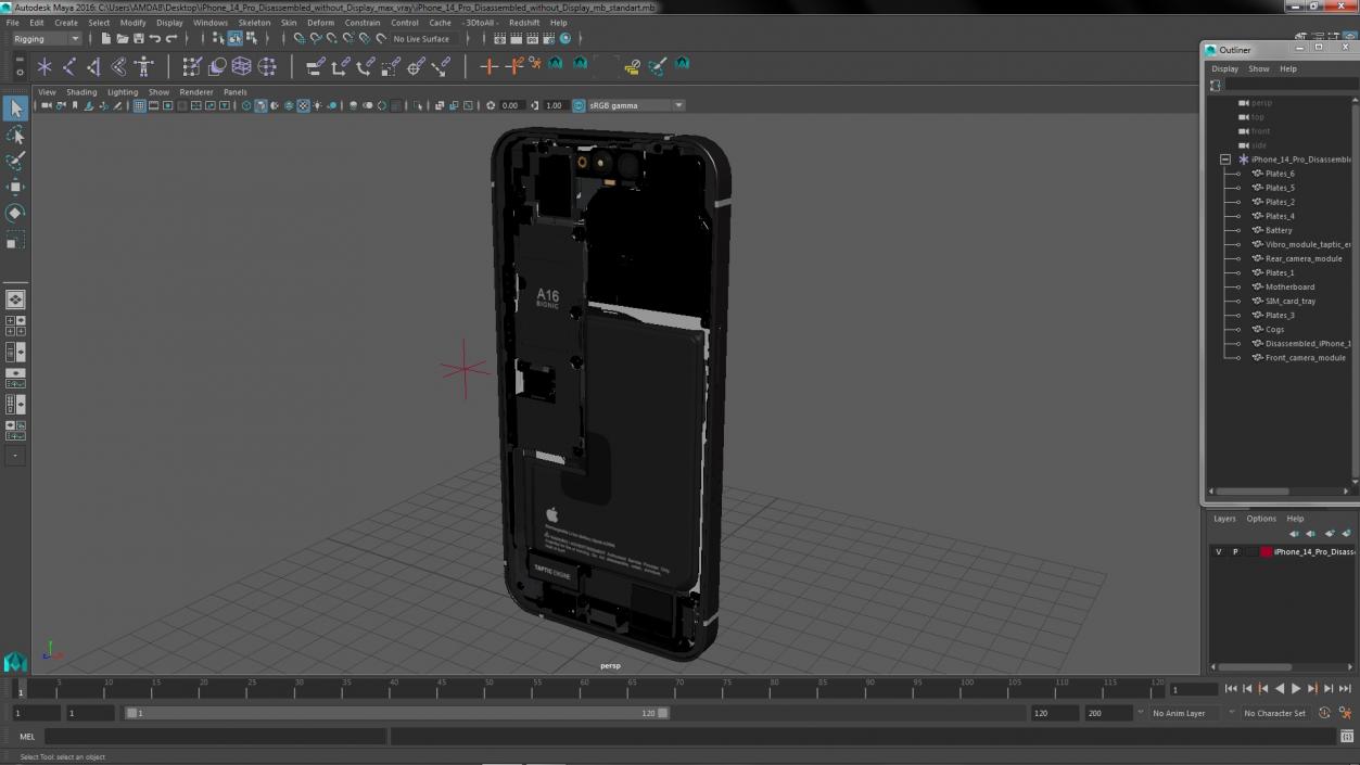 iPhone 14 Pro Disassembled without Display 3D