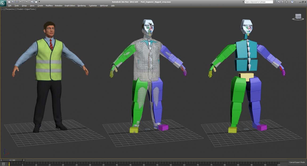 3D model Port Engineer Rigged