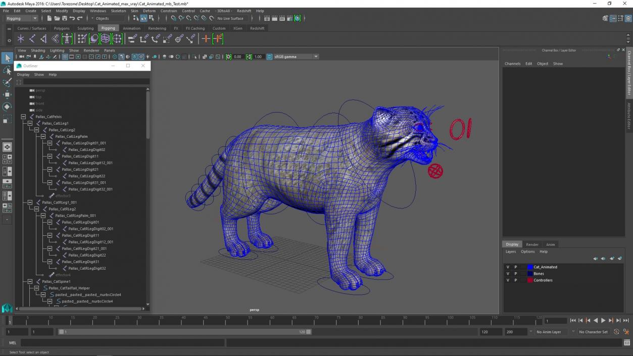 3D model Cat Rigged Animated for Maya 2