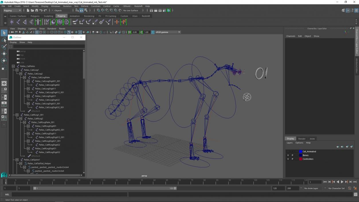 3D model Cat Rigged Animated for Maya 2