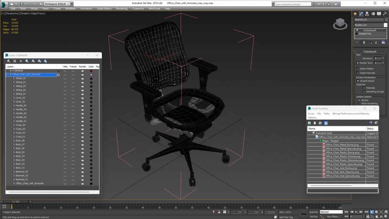 3D Office Chair with Armrests