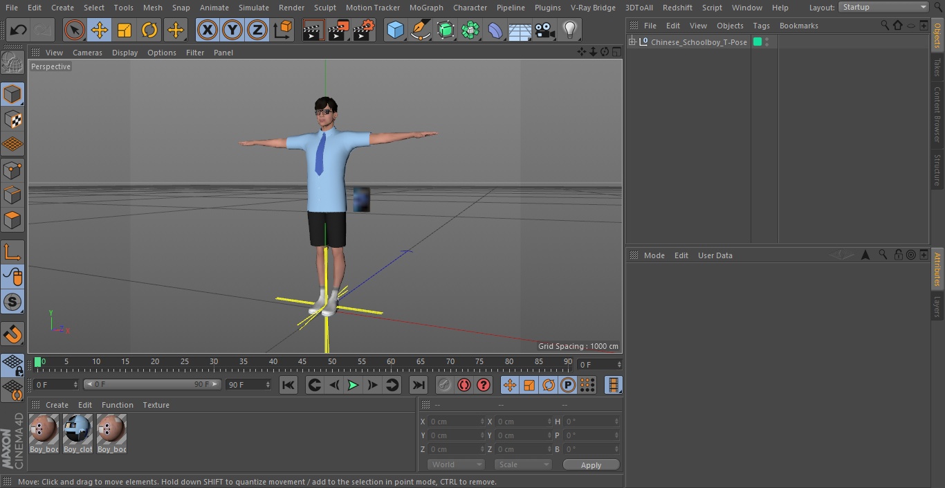 Chinese Schoolboy T-Pose 3D model