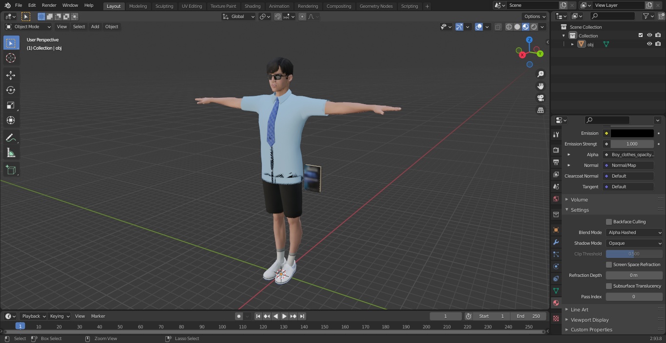 Chinese Schoolboy T-Pose 3D model