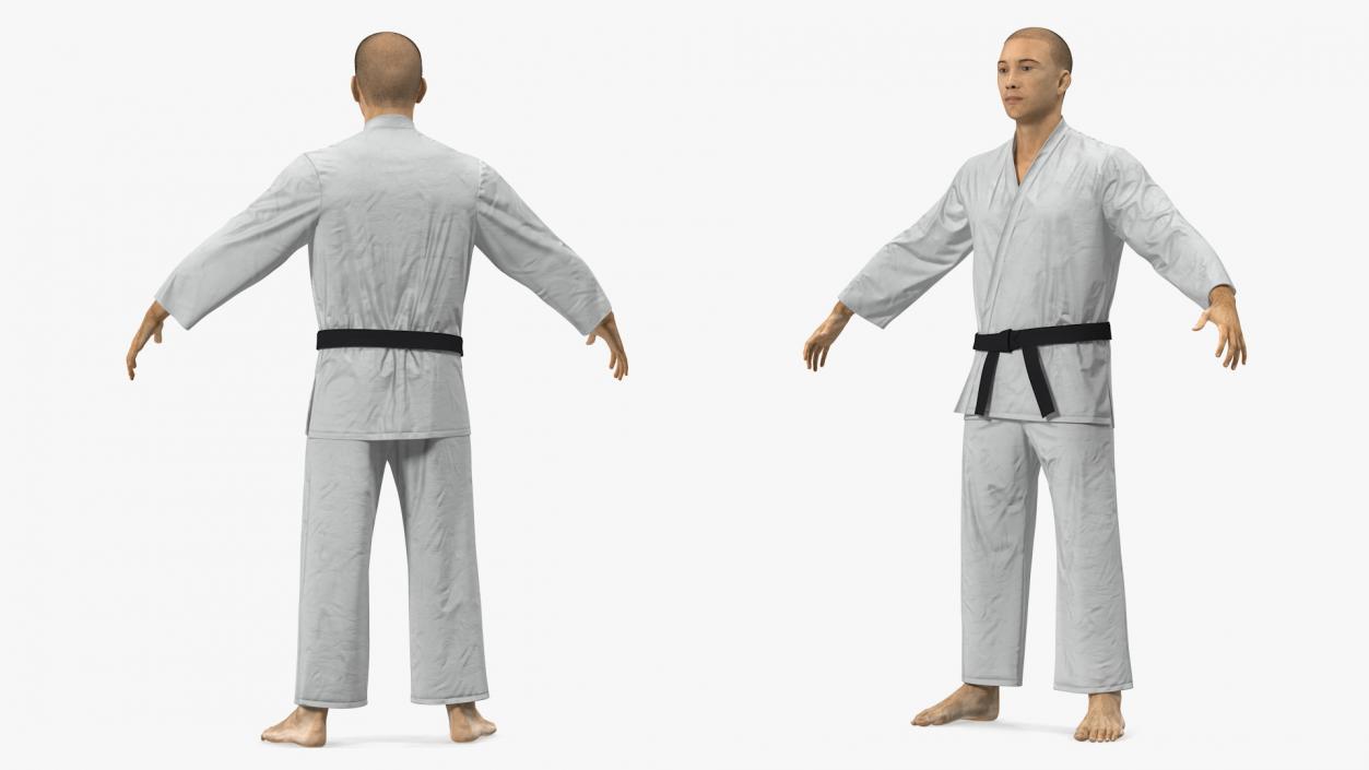 Japanese Karate Fighter with Fur Rigged 3D model