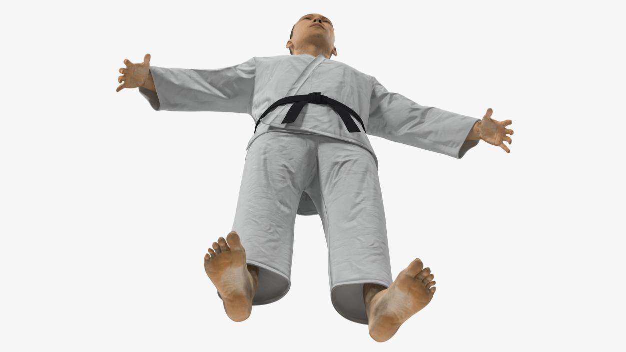 Japanese Karate Fighter with Fur Rigged 3D model