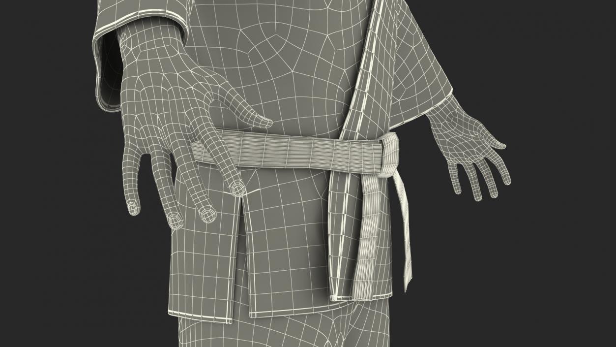 Japanese Karate Fighter with Fur Rigged 3D model