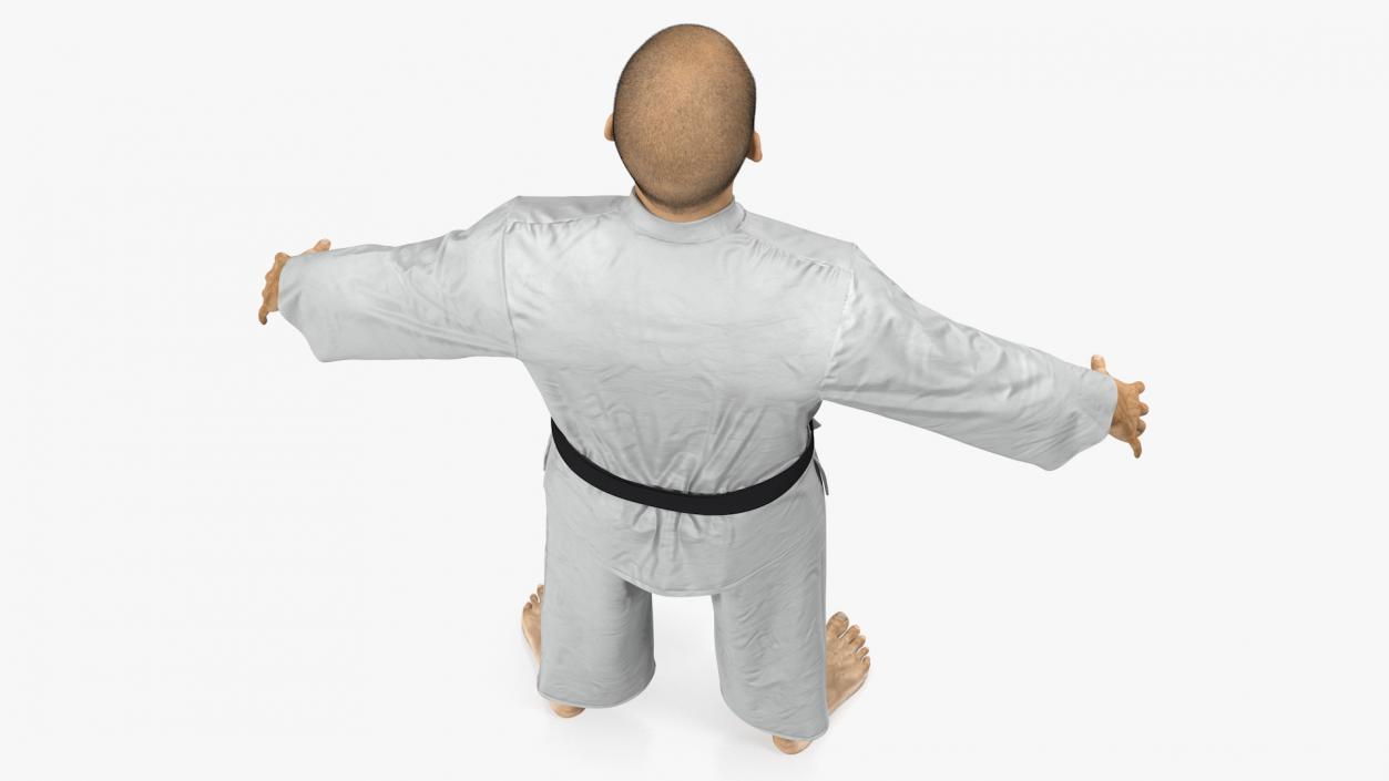 Japanese Karate Fighter with Fur Rigged 3D model