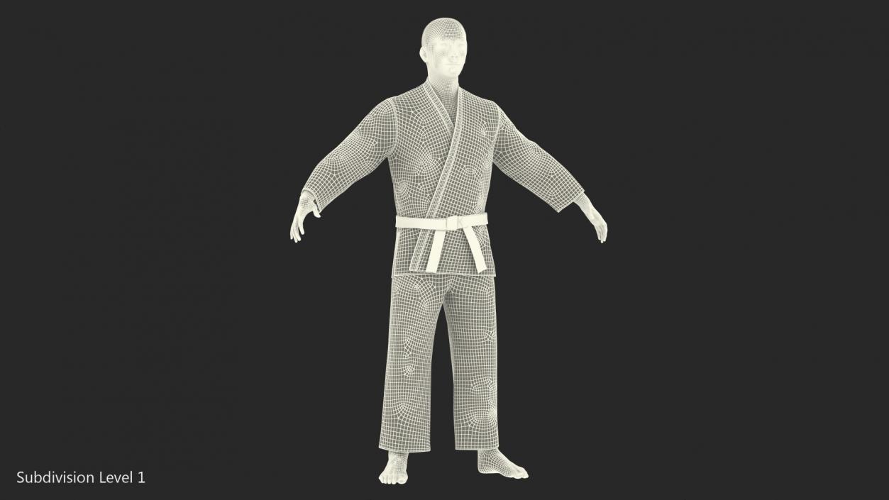 Japanese Karate Fighter with Fur Rigged 3D model