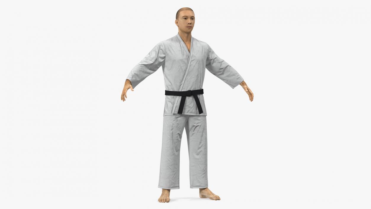 Japanese Karate Fighter with Fur Rigged 3D model