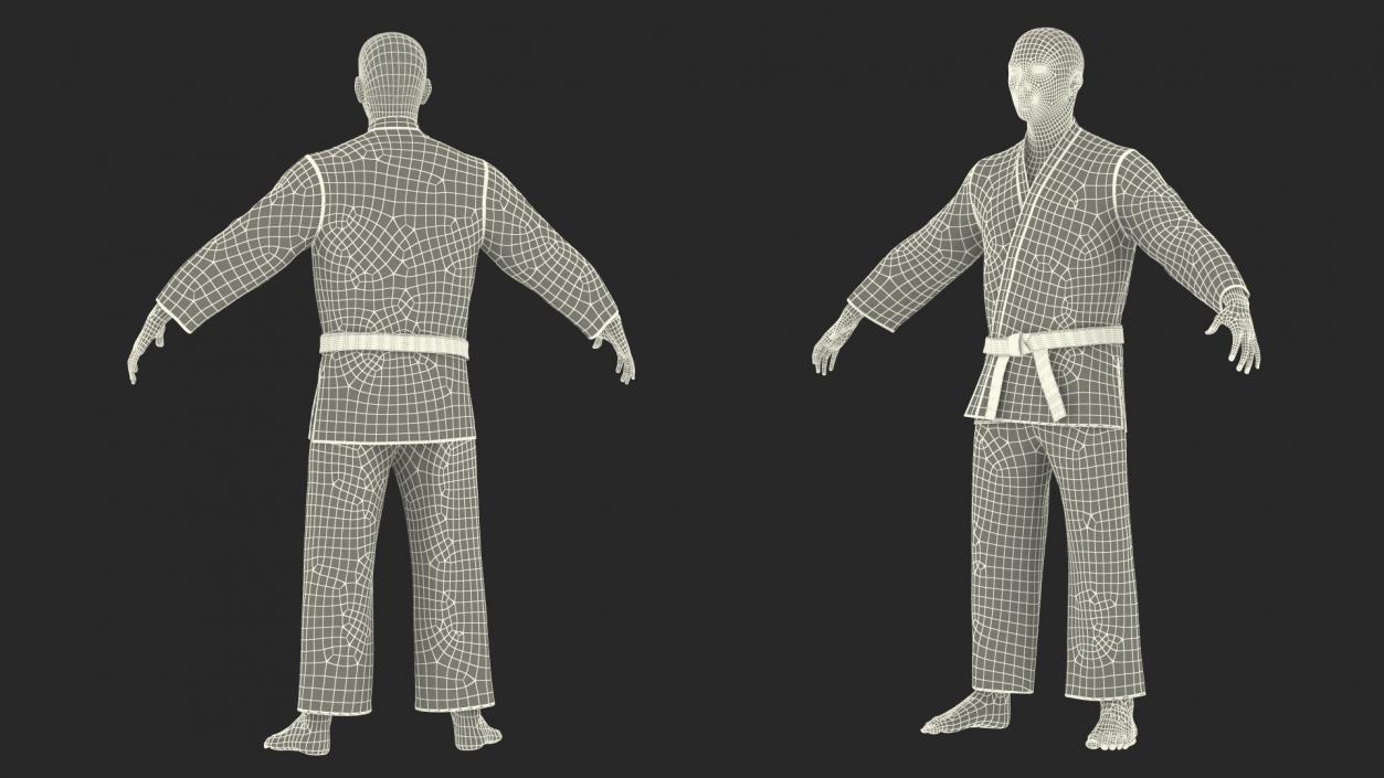 Japanese Karate Fighter with Fur Rigged 3D model