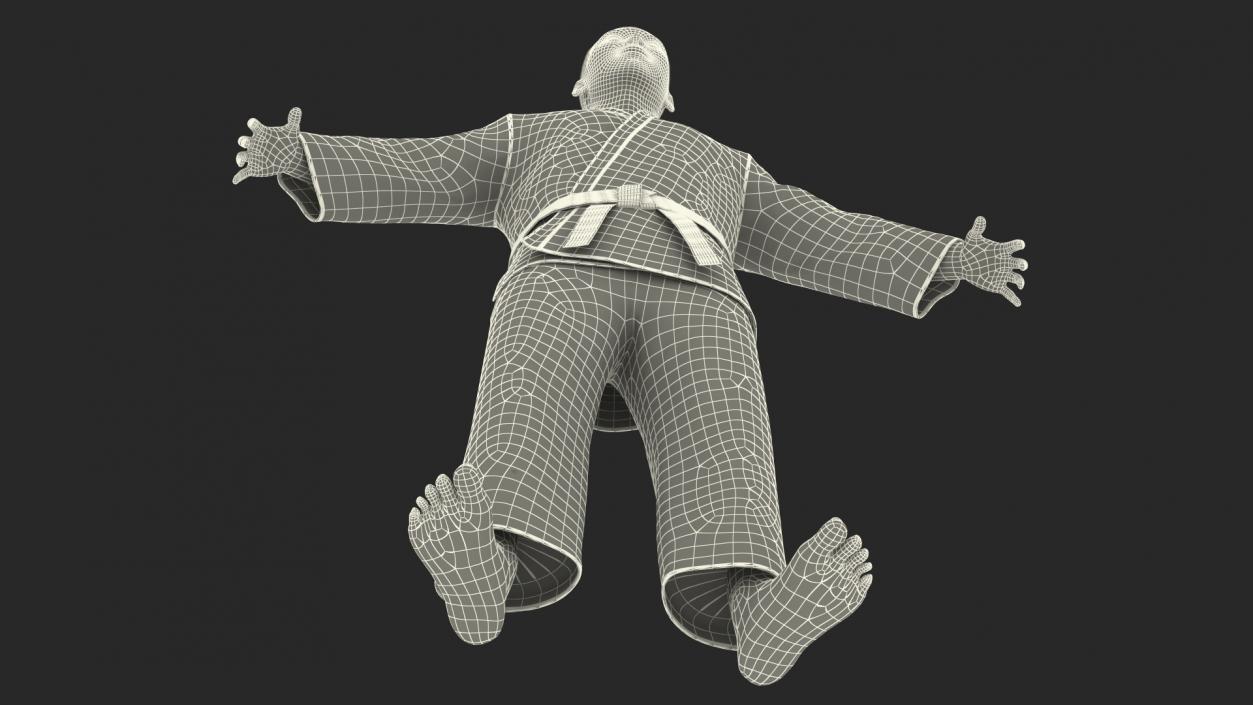 Japanese Karate Fighter with Fur Rigged 3D model