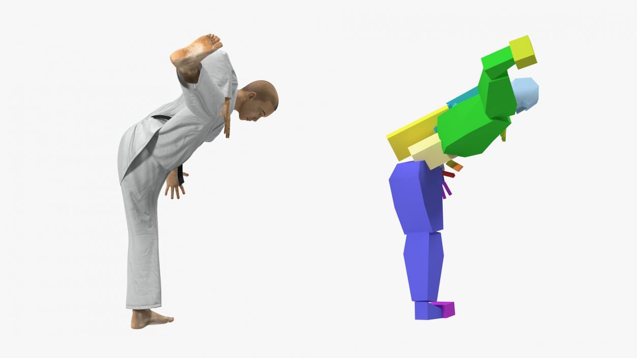 Japanese Karate Fighter with Fur Rigged 3D model