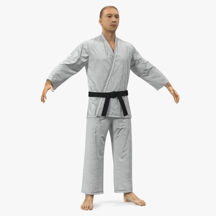 Japanese Karate Fighter with Fur Rigged 3D model