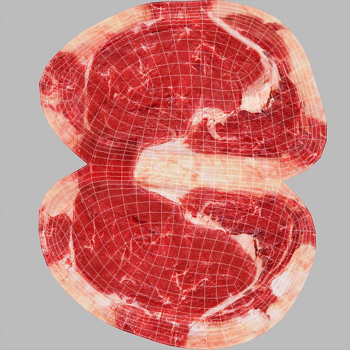 3D Meat Slice Fresh on Plates