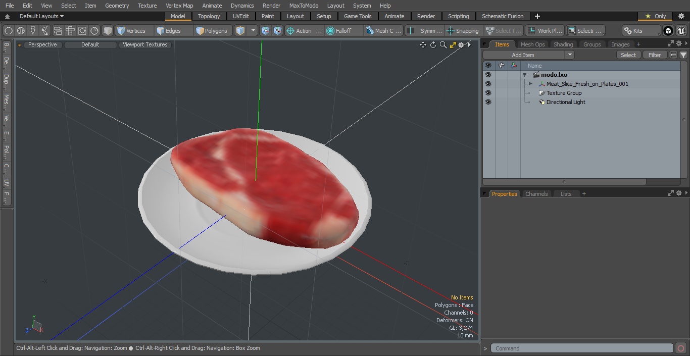 3D Meat Slice Fresh on Plates