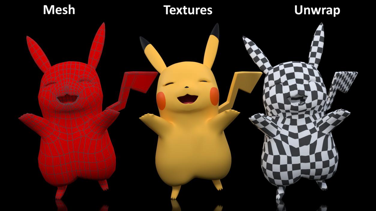 3D Pikachu Happy Pose model