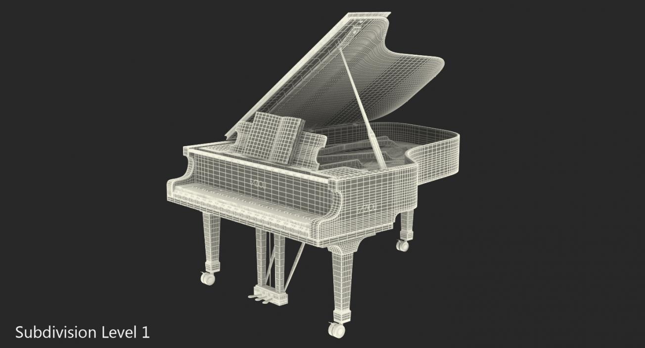 3D Grand Piano with Music Notes Book model