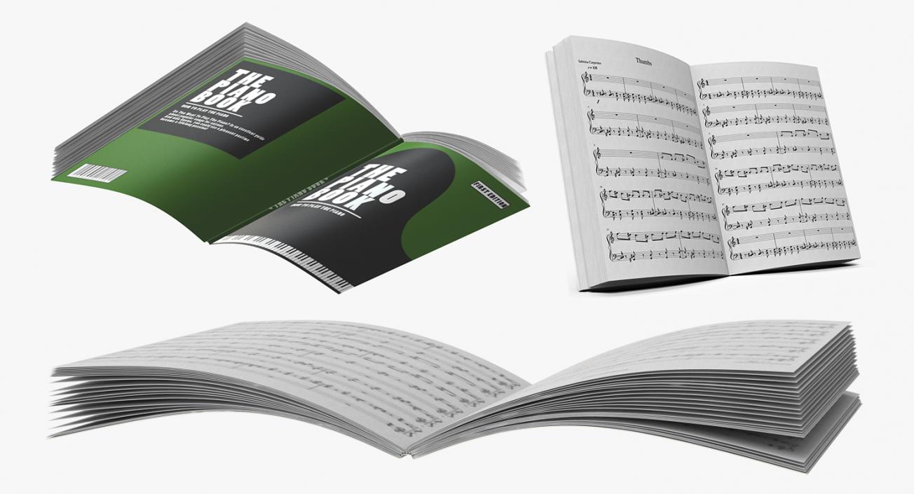 3D Grand Piano with Music Notes Book model