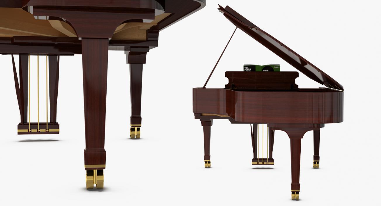 3D Grand Piano with Music Notes Book model