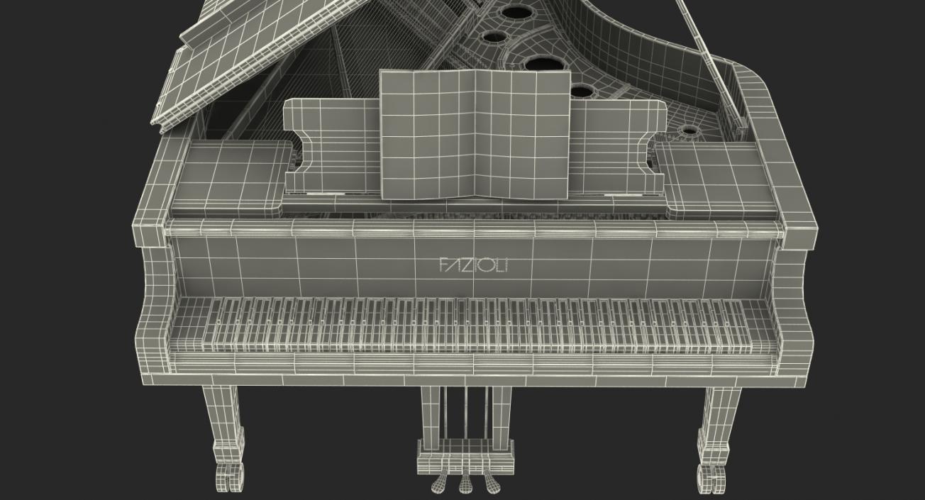 3D Grand Piano with Music Notes Book model