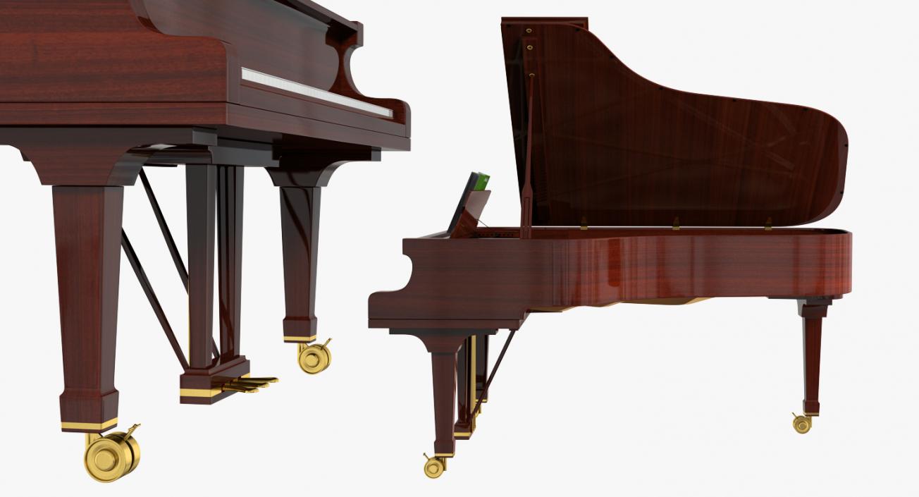 3D Grand Piano with Music Notes Book model