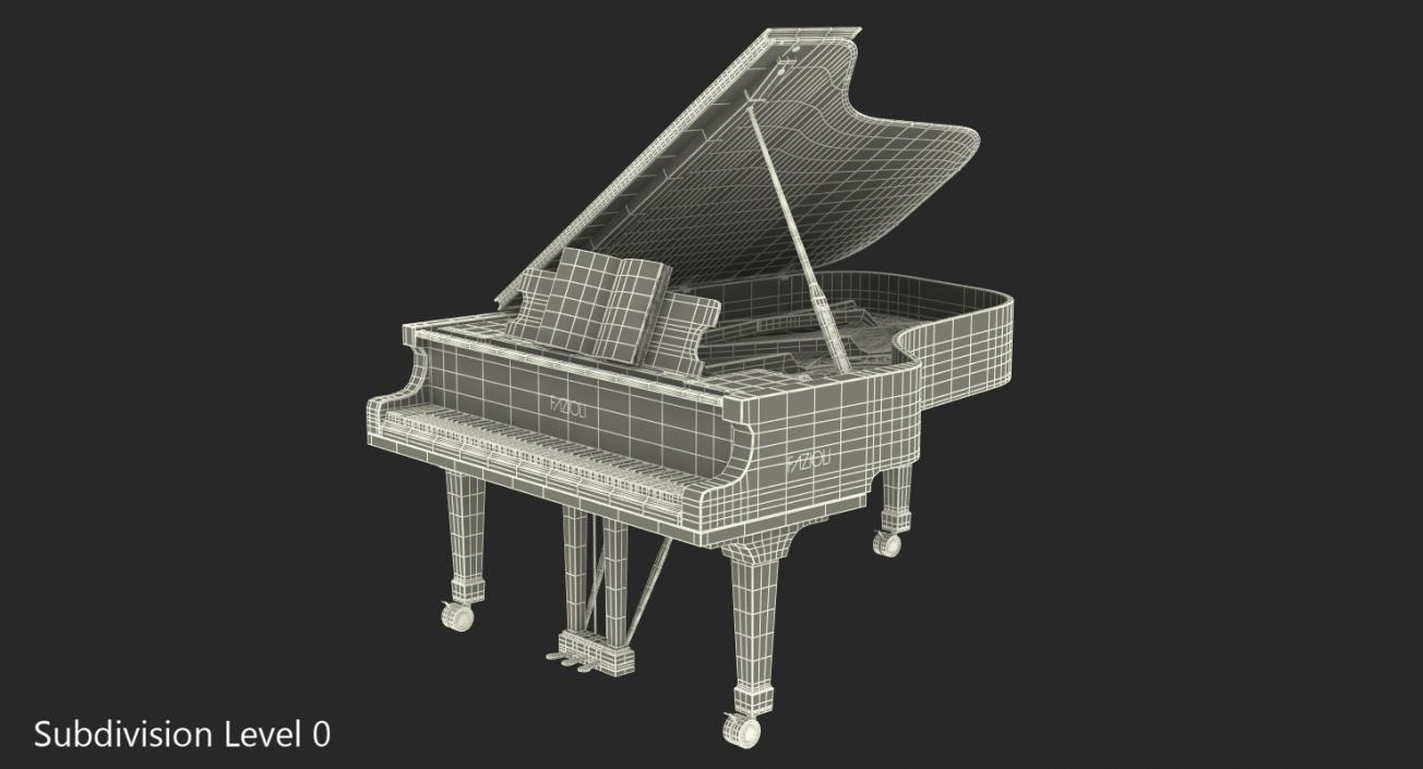 3D Grand Piano with Music Notes Book model