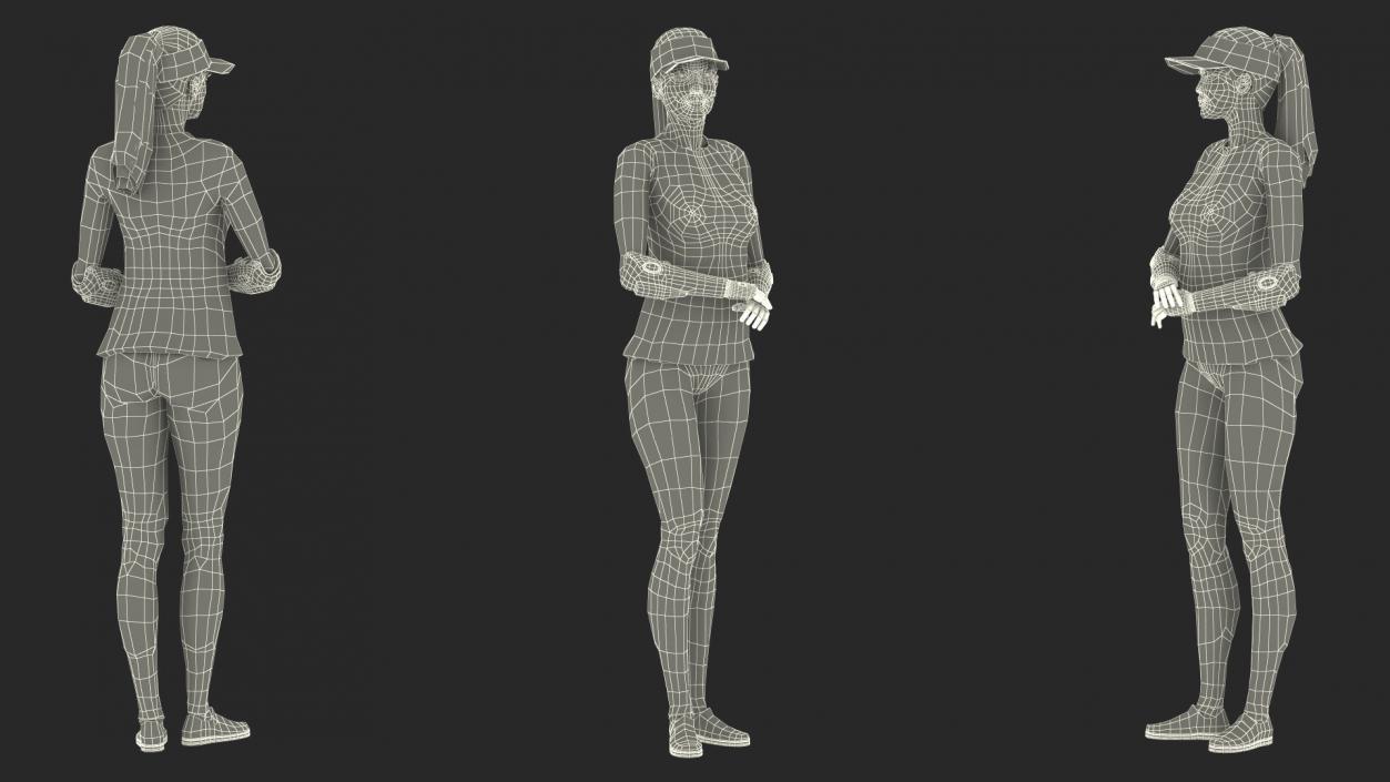 3D Young Woman with Bionic Arms model