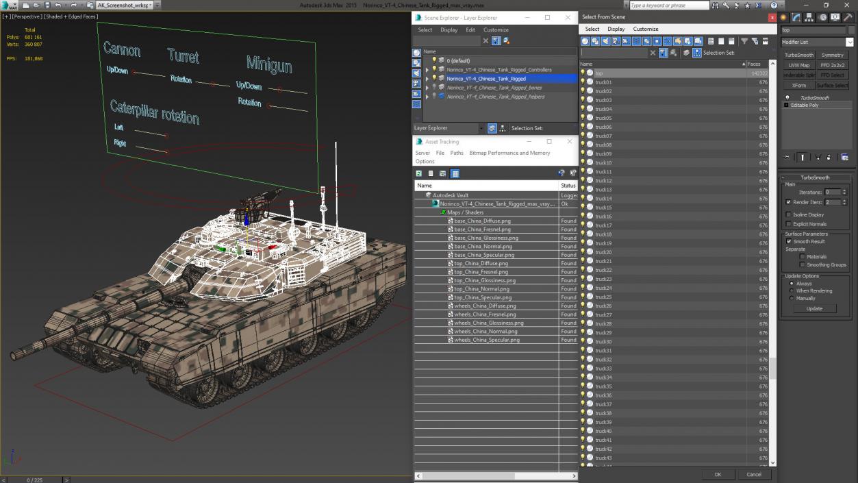 Norinco VT-4 Chinese Tank Rigged 3D